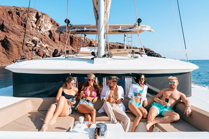 Luxury Santorini Sailing Cruise: Lunch, BBQ, Open Bar, Transfers - swimming and Snorkelling at Mesa Pigadia Beach