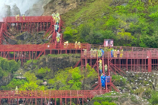 Maid of the Mist Boat and Cave of the Winds with Hotel pickup USA - Descending into Cave of the Winds at Bridal Veil Falls