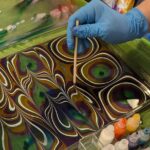 Marbled Silk Scarf, Trucker Hat, Sketchbook or 4 Pieces of Paper - Learning the Techniques of Marbling with Vibrant Paints