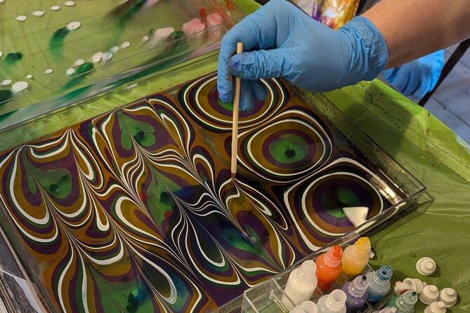 Marbled Silk Scarf, Trucker Hat, Sketchbook or 4 Pieces of Paper - Learning the Techniques of Marbling with Vibrant Paints