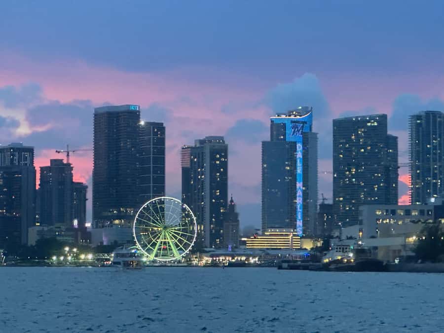 Miami Evening Sunset Cruise Millionaire Homes+Skyline Lights - Miami Sunset Views Over Biscayne Bay