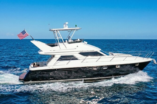 Miami Yacht Rental 58 ft + 1 Free Hr & 2 Jet Ski Rides | Boat Tour - Set out on a Scenic Route Past Miami’s Most Famous Sights
