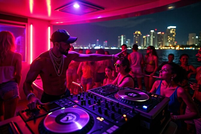 Miami's Top Yacht Party: Neon Nights with 3 Hr Open Bar Cruise - Departing from Bayside Marketplace in Downtown Miami