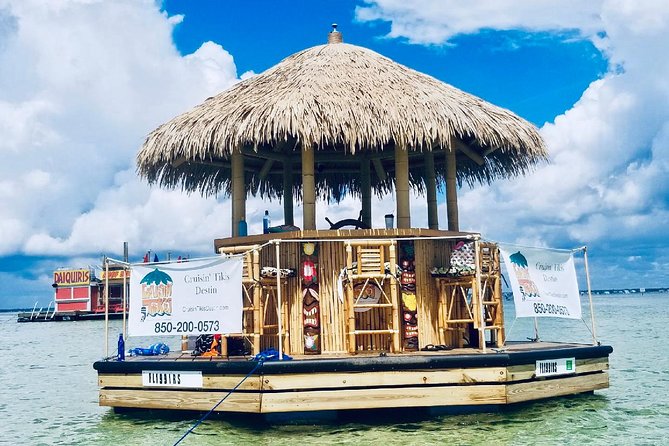 Original Cruisin' Tikis 3hr Crab Island Sandbar Adventure - The Tiki Boat: A Colorful and Recognizable Vessel