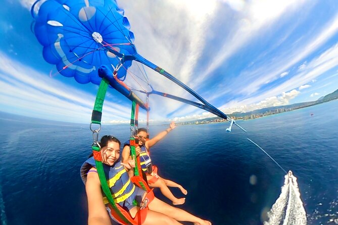 Parasailing in Waikiki from Oahu Hawaii - The Optional Splash Adds Extra Water Fun