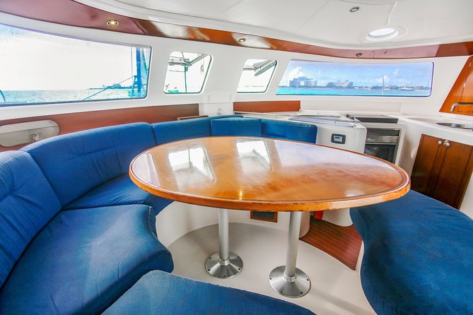 Private Catamaran from Cancun to Isla Mujeres | For up to 30 pp - Snorkeling at Cancun Underwater Museum and Manchones Reef