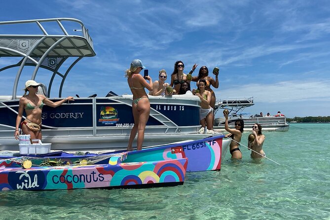 Private Crab Island Party by Boat - The Boat: Godfrey Monaco Double Decker with Premium Comfort