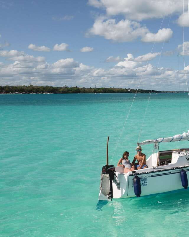 Sailboat tour in the seven colors lagoon of Bacalar - Starting Point at Laguna Adventures Bacalar Inside "Agua Dulce" Beach Club