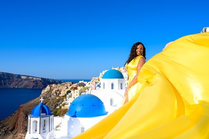 Santorini 2h Private Flying Dress Photoshoot with Transportation - The Variety of Dress Options and Customization