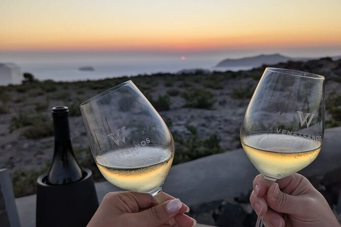 Santorini Honey Moon Romantic Private Sunset Wine Tour - Sunset at Venetsanos Winery with Cheese and Cold Cuts