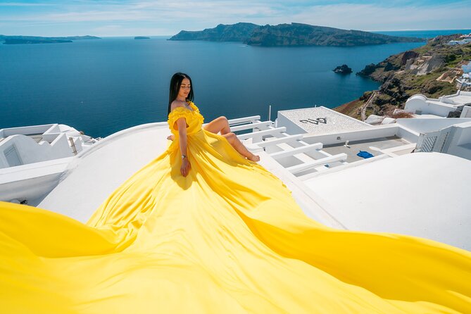 Santorini Oia: Private Flying Dress Photoshoot - The Extra Cost of the Flying Dress Rental
