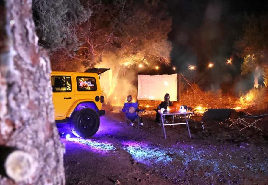 Scary Movie Night in the Desert - The Inflatable Projector Screen and Sound Effects Setup