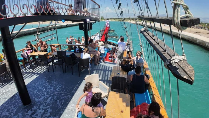 Side: Dolphin Boat Tour With Lunch Foam party Swimming - From Side to the Vibrant Turkish Riviera