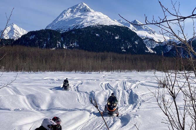 Snowmobile and Snowshoe Dual Adventure in Kenai Fjords NP - Snowmobiling on Well-Maintained, Late-Model Machines