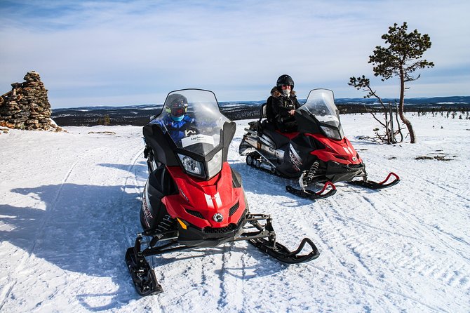 Snowmobile Driving - Afternoon start - The Route and Scenic Snow-covered Landscape