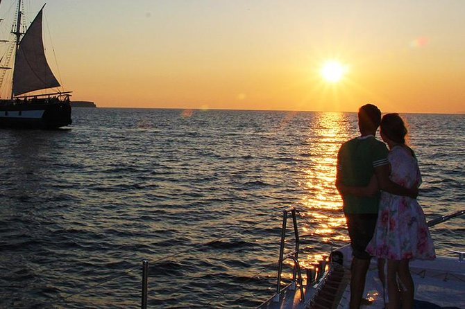Sunset Sailing Catamaran Cruise in Santorini with BBQ and Drinks - Visiting the Hot Springs and Palea Kameni Volcano
