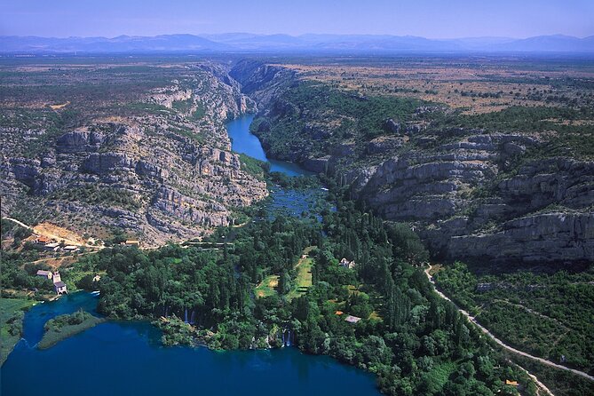 The Wonder of nature route - Panoramic Flight over Plitvice Lakes & Krka NP - Flying Over Krka Falls and Visovac Monastery