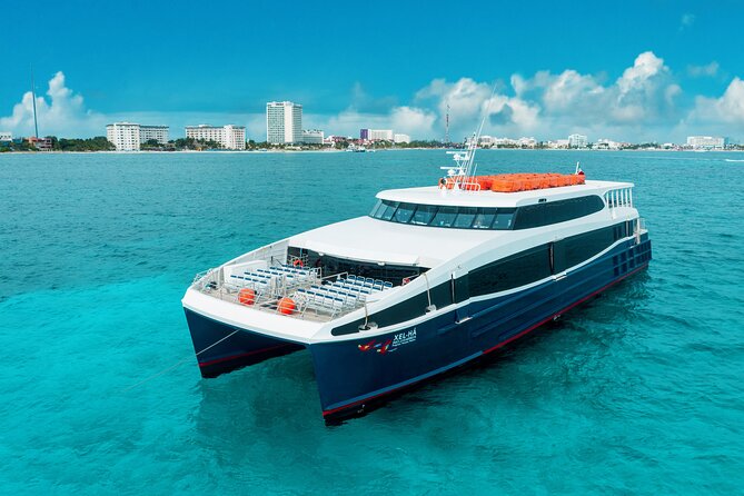To Isla Mujeres luxury FERRY by Xcaret from Cancun - Scenic Views and Onboard Wi-Fi for Travel Planning
