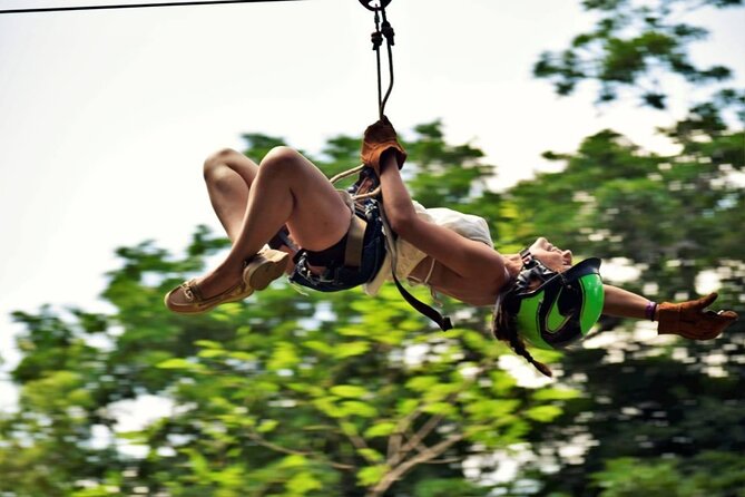 Wild Jungle Adventure! Cenote, ATV (Shared) & Zip Line from Cancun - Ziplining Over the Jungle Canopy