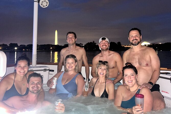 Luxury Private Hot Tub Boat of DC Potomac Monuments Tub up to 20 - Starting Point and Meeting Details