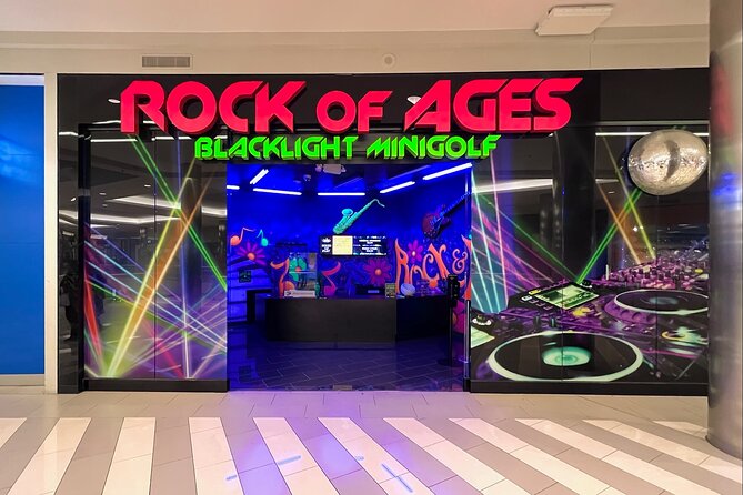 Ticket for the Mall of America Rock of Ages Blacklight Mini Golf - What the Experience Includes